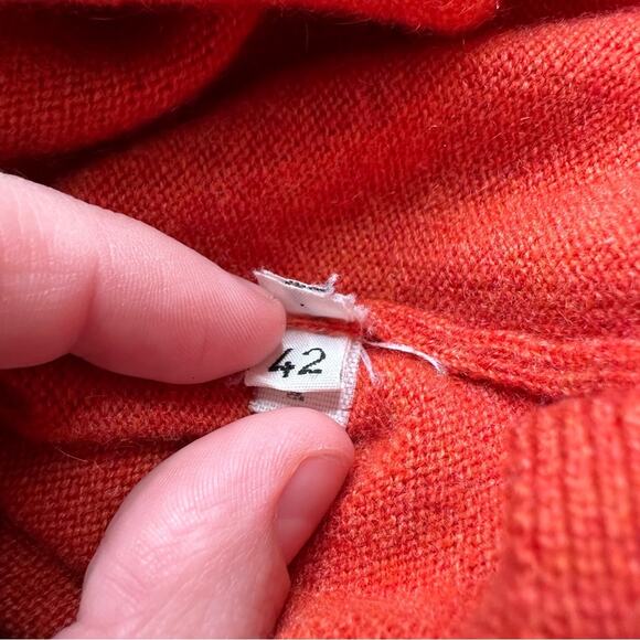Manrico Cashmere Orange Long Sleeve V Neck Pullover Sweater Size 42 - Picture 6 of 11